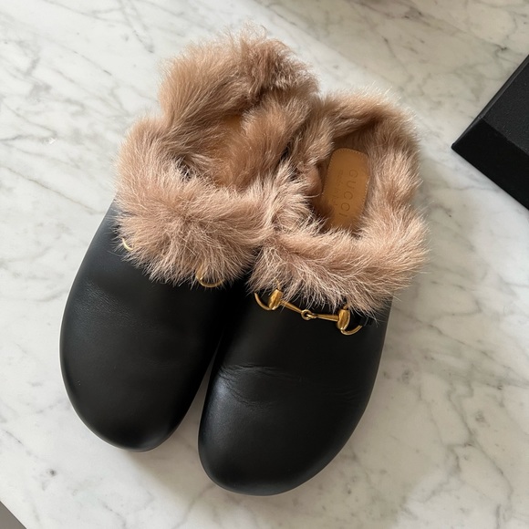 Gucci Fur Lined Princetown Slippers